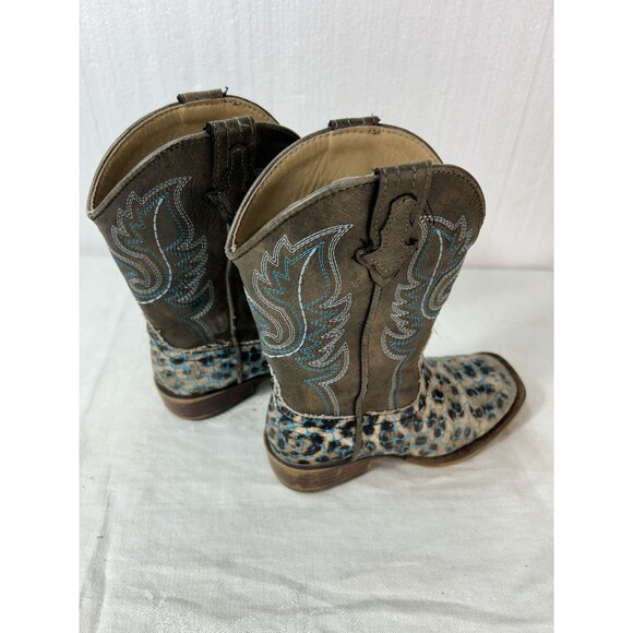 ROPER Little Girls GLITTER LEOPARD Square Toe Western Cowgirl Boots Size 9 - Picture 4 of 6